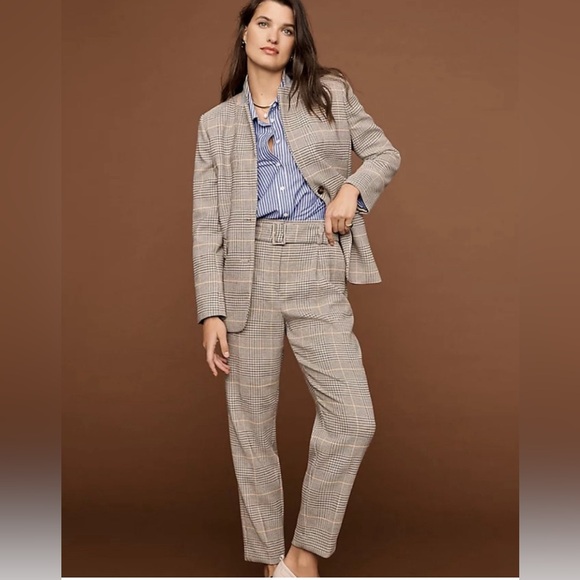 ANN TAYLOR THE BELTED HIGH RISE TAPERED PANTS IN PLAID SIZE 2P - Picture 1 of 5